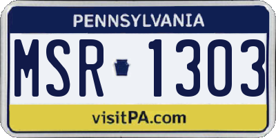 PA license plate MSR1303