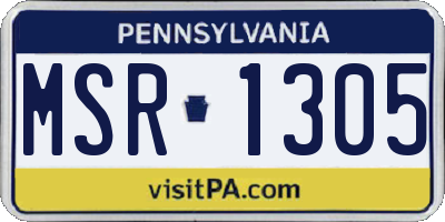 PA license plate MSR1305