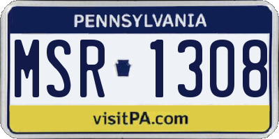 PA license plate MSR1308