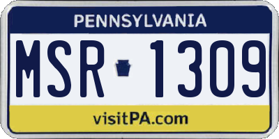 PA license plate MSR1309