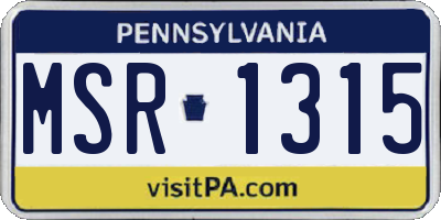 PA license plate MSR1315