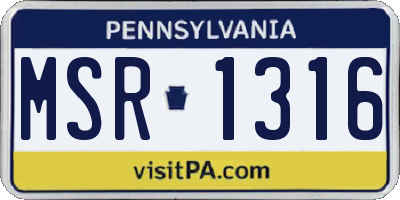 PA license plate MSR1316