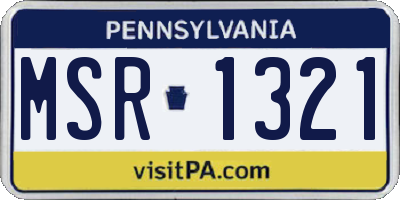 PA license plate MSR1321