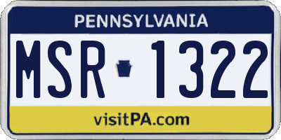 PA license plate MSR1322