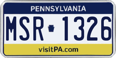 PA license plate MSR1326