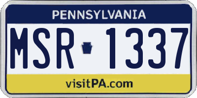 PA license plate MSR1337