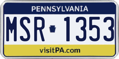 PA license plate MSR1353