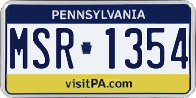 PA license plate MSR1354