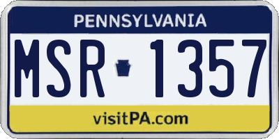 PA license plate MSR1357