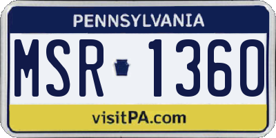PA license plate MSR1360