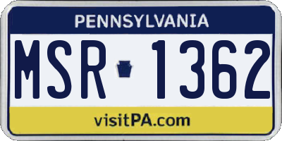 PA license plate MSR1362