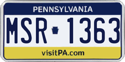 PA license plate MSR1363