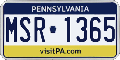 PA license plate MSR1365