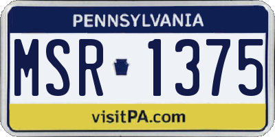 PA license plate MSR1375