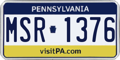 PA license plate MSR1376