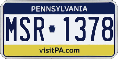 PA license plate MSR1378