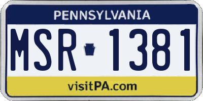 PA license plate MSR1381