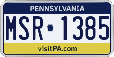 PA license plate MSR1385