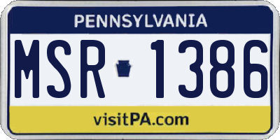 PA license plate MSR1386