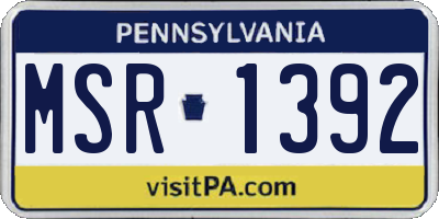 PA license plate MSR1392