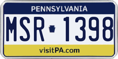 PA license plate MSR1398