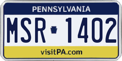 PA license plate MSR1402