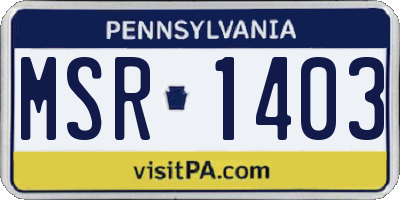 PA license plate MSR1403