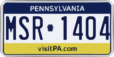 PA license plate MSR1404