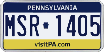 PA license plate MSR1405