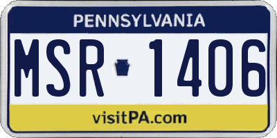 PA license plate MSR1406
