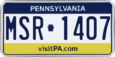PA license plate MSR1407