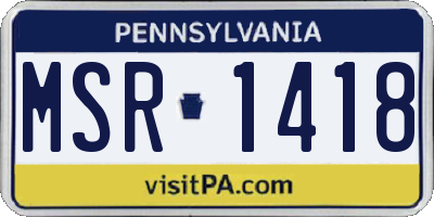 PA license plate MSR1418
