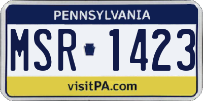 PA license plate MSR1423