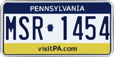 PA license plate MSR1454
