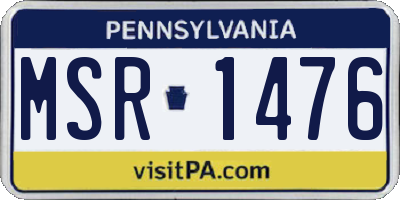 PA license plate MSR1476
