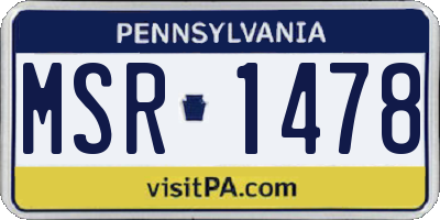 PA license plate MSR1478