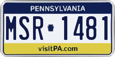 PA license plate MSR1481