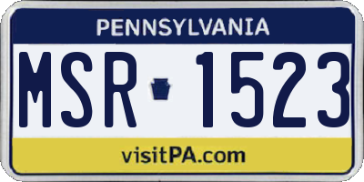 PA license plate MSR1523