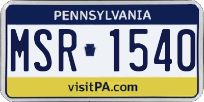 PA license plate MSR1540