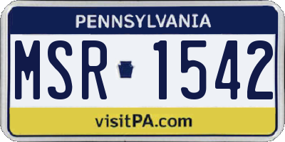 PA license plate MSR1542