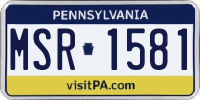 PA license plate MSR1581