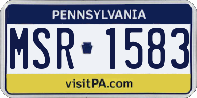 PA license plate MSR1583