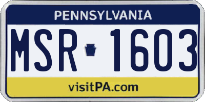 PA license plate MSR1603