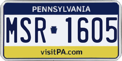 PA license plate MSR1605