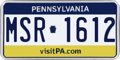 PA license plate MSR1612