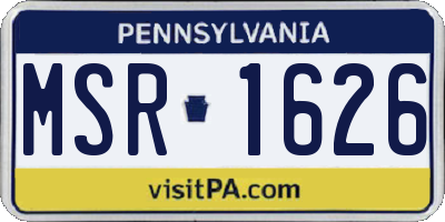 PA license plate MSR1626