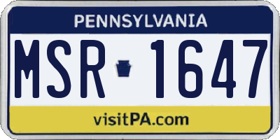 PA license plate MSR1647