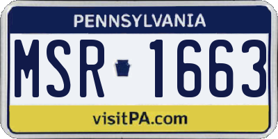 PA license plate MSR1663