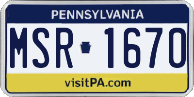 PA license plate MSR1670