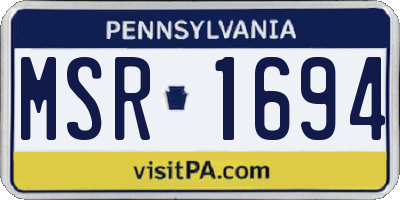 PA license plate MSR1694